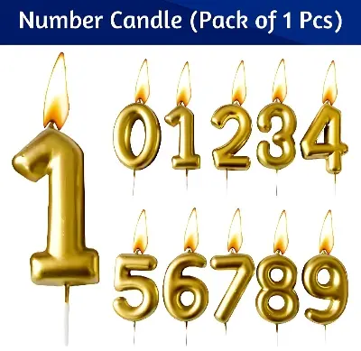 Picture of Metallic Gold Number Candles For Birthday Party Wedding Decoration Reunions Theme Party