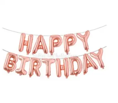 Picture of Happy Birthday Foil Balloons 16 inch Letters Banner Party Decoration - Rose Gold - Rose Gold