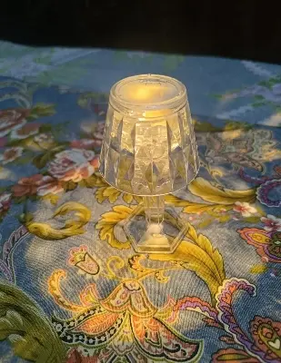Picture of Led Diamond Table lamp/ Night Lights Crystal Projection Desk Lamps/LED Mini Table Lamp Warm White Crystal Look Conical/12 cm Small Modern Decorative Table Lamp Battery Operated Decorativ - White