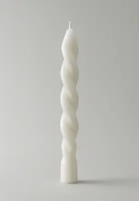 Picture of Long Twisted Table Candles Spiral Luxury Candles - White