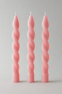 Picture of Long Twisted Table Candles Spiral Luxury Candles - White