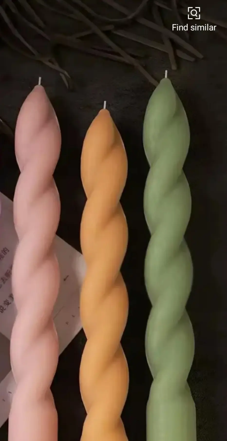 Picture of Long Twisted Table Candles Spiral Luxury Candles - White