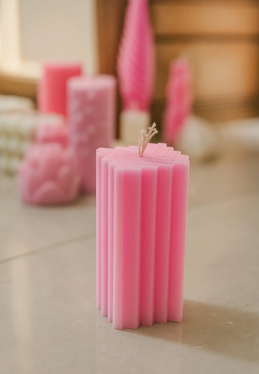 Picture of Square Weave Pattern/Square Striped Candle/square design candle 1 piece Room Decoration showpiece