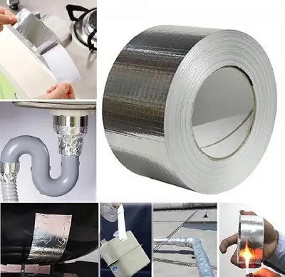 Picture of Super Waterproof Tape Butyl Rubber Aluminium Foil Tape is applicable in electrical, HVAC and construction industries - Silver 50mm