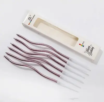Picture of Metallic Long Spiral Candles with Stand- Pack of 6