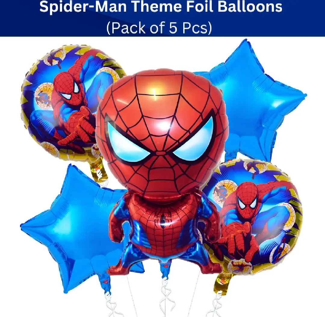 Picture of Character Foil Balloon Set for Party Decorations –Hello Kitty, Cocomelon, Boss Baby, Unicorn, Frozen, Jungle, Car & Spider-Man, Baby Boy & Girl Themes – Perfect for Kids’ Birthday Parties and Events – Pack of 5 pcs