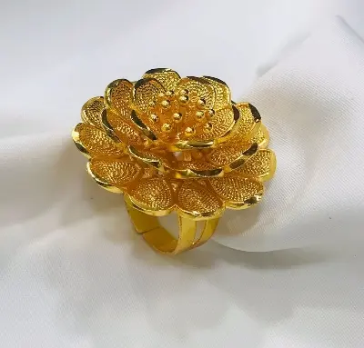 Picture of Adjustable Dubai Gold Finger Ring For Girls & Women - Gold