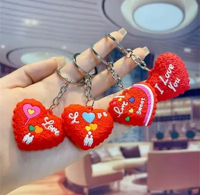 Picture of Heart Shape Key Ring-1pc for Your Car, Bike, Home, Office Keys For Men - Red