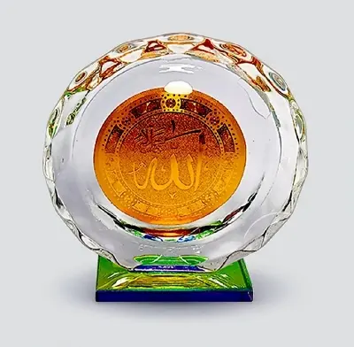 Picture of Islamic showpiece/Golden Crystal Desk Unique Islamic Showpiece - Multicolor