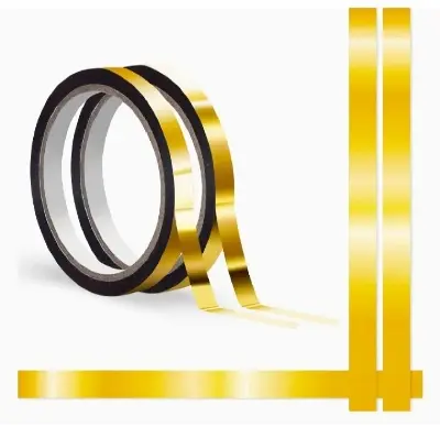 Picture of 2 Roll Gold mirror Tape half inchi Self-Adhesive Metallized Polyester Film Tape gold Graphic Art Tape For Decorating Walls, Cars, Boats DIY gold Foil Tape Mirror Tape - Gold
