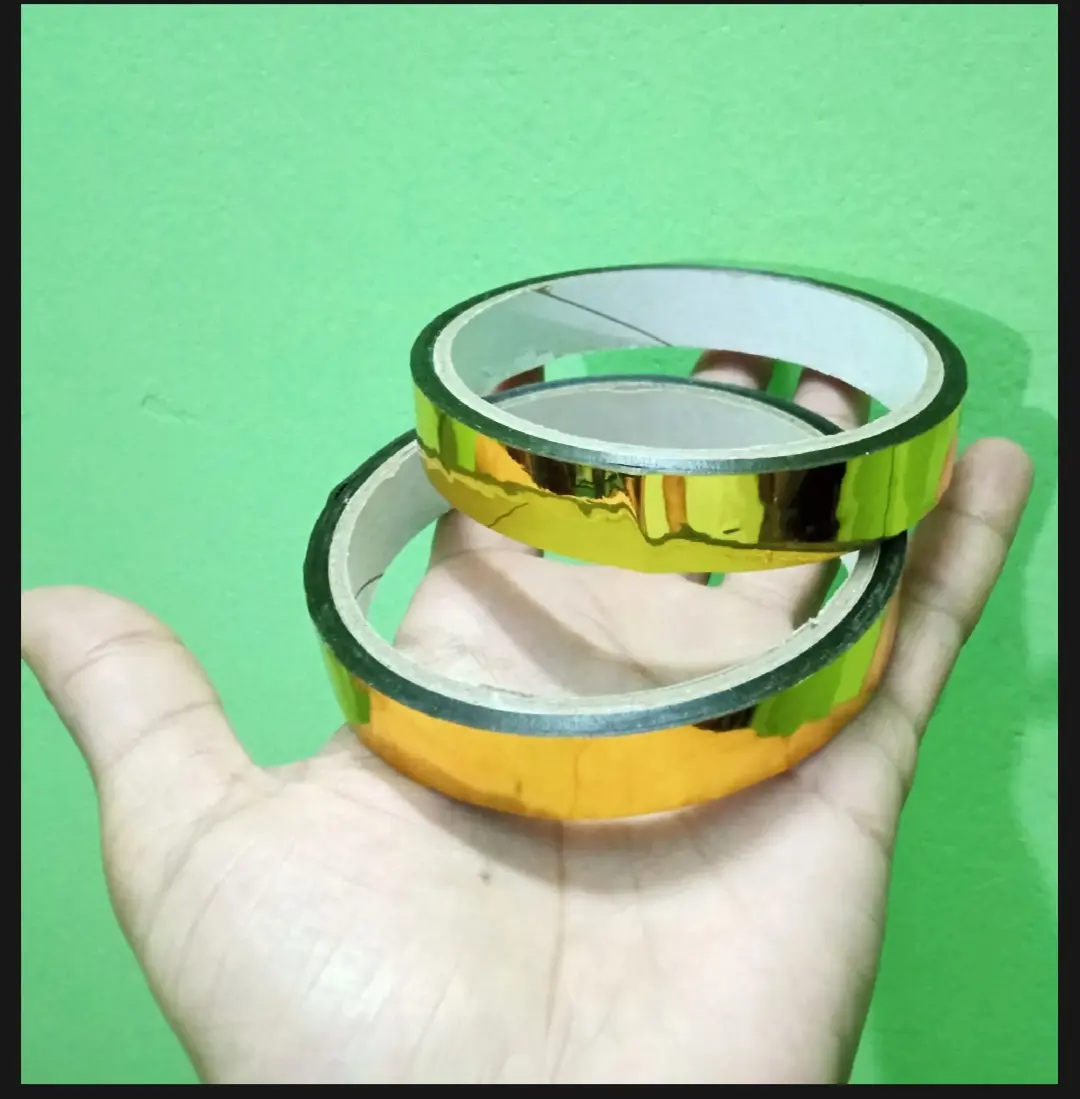 Picture of 2 Roll Gold mirror Tape half inchi Self-Adhesive Metallized Polyester Film Tape gold Graphic Art Tape For Decorating Walls, Cars, Boats DIY gold Foil Tape Mirror Tape - Gold