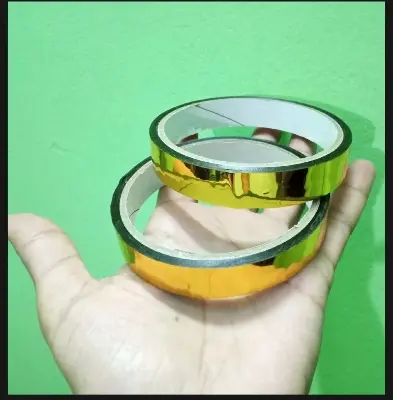 Picture of 2 Roll Gold mirror Tape half inchi Self-Adhesive Metallized Polyester Film Tape gold Graphic Art Tape For Decorating Walls, Cars, Boats DIY gold Foil Tape Mirror Tape - Gold