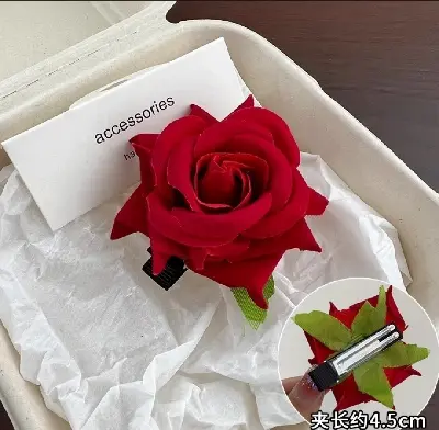 Picture of Rose flower hair clip-1pc/Artificial Large Rose Flower Hair Clip