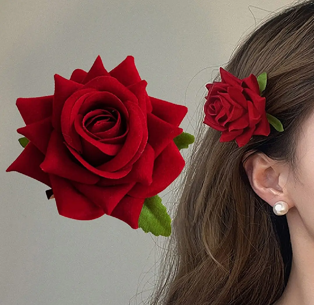 Picture of Rose flower hair clip-1pc/Artificial Large Rose Flower Hair Clip