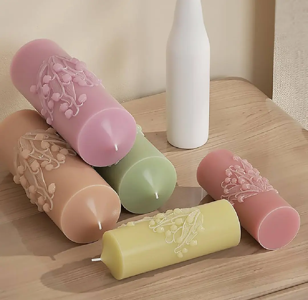 Picture of Floral Pillar Candles -1pc/ Lily of the Valley Bell Flower-Bell orchid flower candle