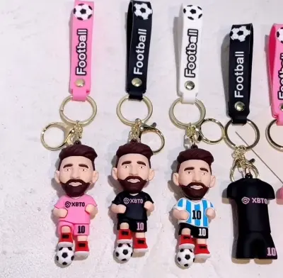 Picture of Messi Figure Keychain Soccer Fans Bag Pendent Keyring Desk Ornament Key Accessories Kids Toy Boy Birthdays Gift for Friends - Multicolor