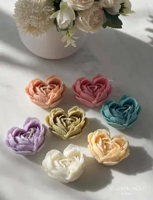 Picture of Love shape Peony Flower Candle-1pc/Elegant love Floral Design candle -1pc