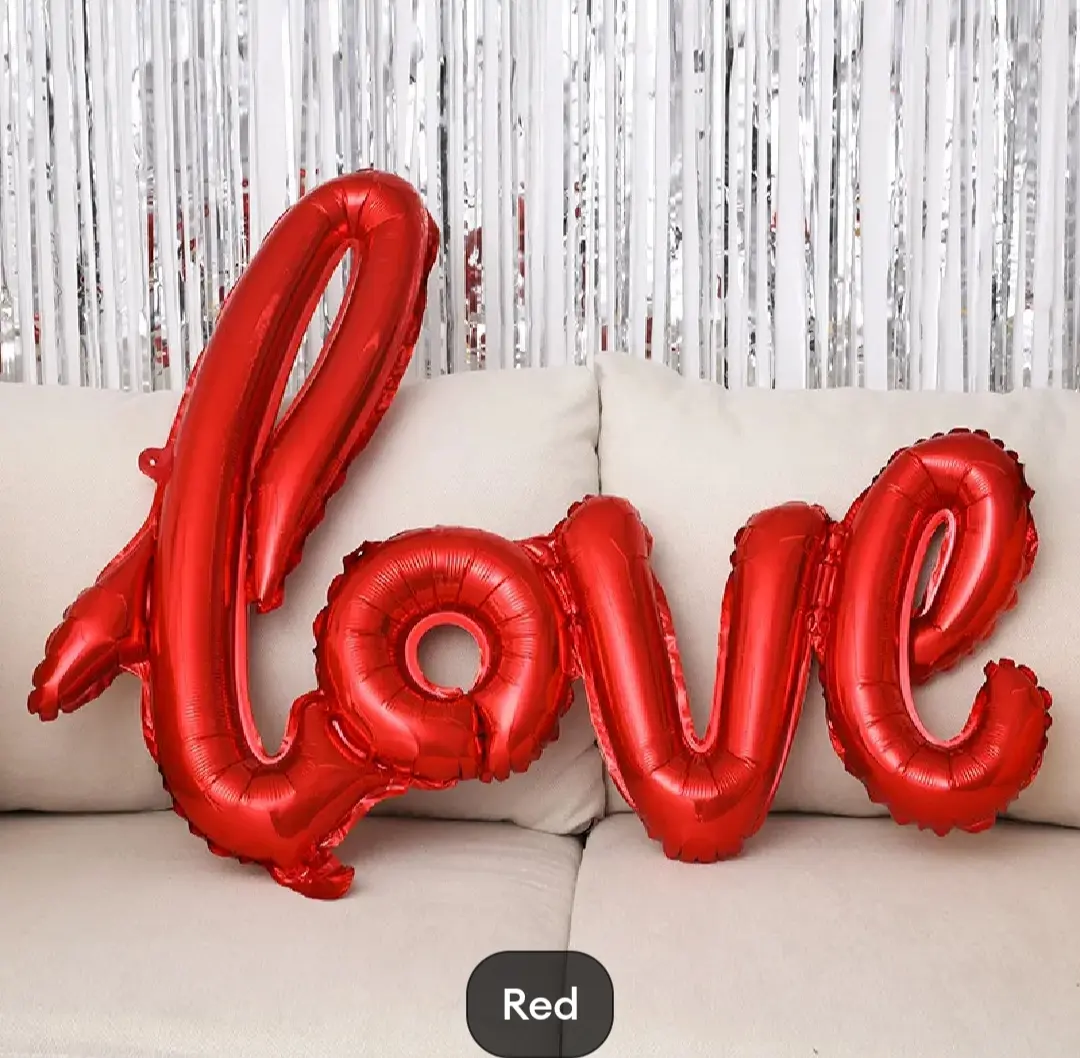 Picture of LOVE Letters Red Color Foil Balloon/Spiral Letters foil banner For Birthday, Engagement, Wedding Party Celebration Decoration Supplies - Led