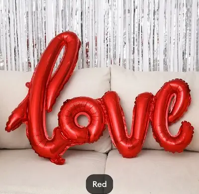 Picture of LOVE Letters Red Color Foil Balloon/Spiral Letters foil banner For Birthday, Engagement, Wedding Party Celebration Decoration Supplies - Led