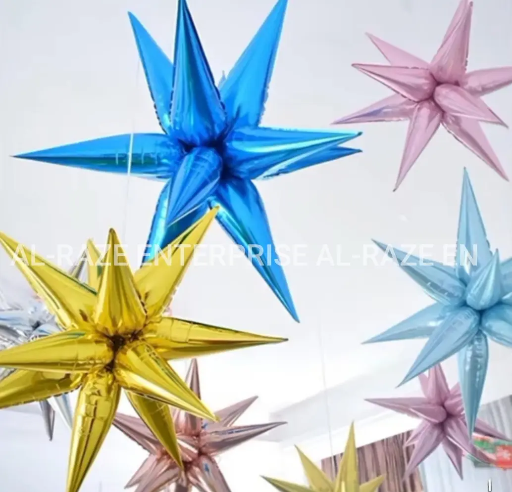 Picture of Pear Star Balloon-2pcs/ Creative Birthday Wedding Starburst Balloons Party Decoration Aluminum Foil Balloons-2pcs - Multicolor