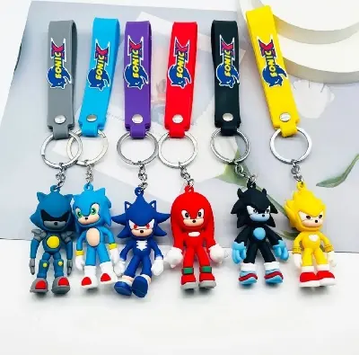 Picture of Sonic charector keychain/Cute Kawaii Sonics Doll Bag Charms Accessory Action toys Sonics Keychain Car Key Ring Bag Pendant Wristband Key Chain