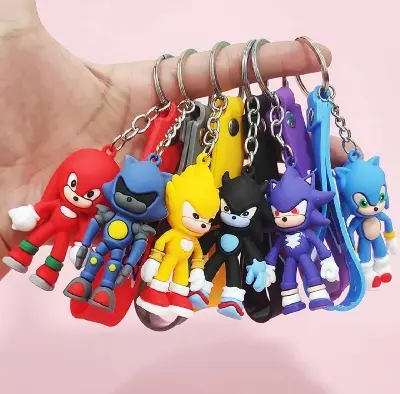 Picture of Sonic charector keychain/Cute Kawaii Sonics Doll Bag Charms Accessory Action toys Sonics Keychain Car Key Ring Bag Pendant Wristband Key Chain