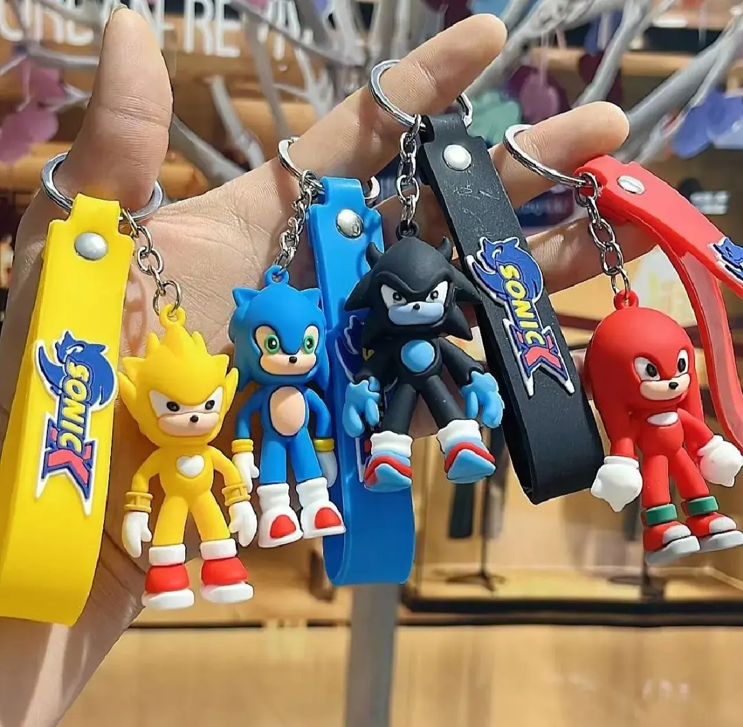 Picture of Sonic charector keychain/Cute Kawaii Sonics Doll Bag Charms Accessory Action toys Sonics Keychain Car Key Ring Bag Pendant Wristband Key Chain