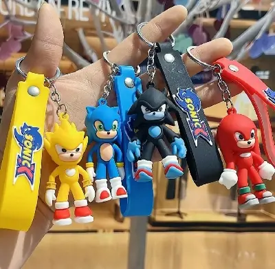 Picture of Sonic charector keychain/Cute Kawaii Sonics Doll Bag Charms Accessory Action toys Sonics Keychain Car Key Ring Bag Pendant Wristband Key Chain