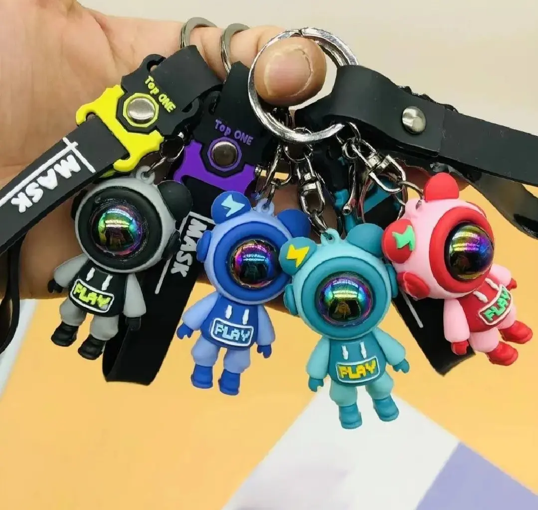 Picture of Astronaut Bears Key Chains Ring Fashion Cute Animal Bag Key ring Holder for Motor Bike Car Accessories Gift