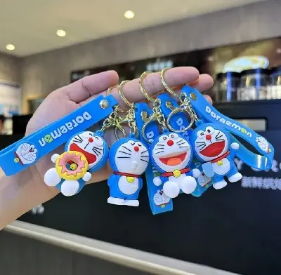 Picture of Doreamon keychain/Anime Cartoon Doraemon Keychain Cute Car Key Ring Small Doll Pendant Backpack Gifts for Friends - Blue
