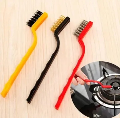 Picture of 3Pcs/Set 7 inches Stainless Steel Brush Brass Cleaning Brush Polishing Rust Remover Metal Wire Brush Cleaning Tool Family - Multicolor