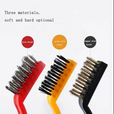 Picture of 3Pcs/Set 7 inches Stainless Steel Brush Brass Cleaning Brush Polishing Rust Remover Metal Wire Brush Cleaning Tool Family - Multicolor