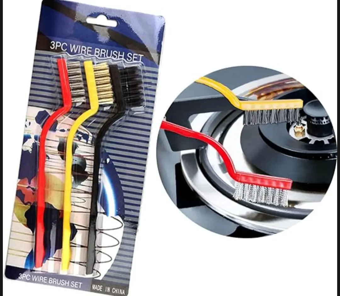 Picture of 3Pcs/Set 7 inches Stainless Steel Brush Brass Cleaning Brush Polishing Rust Remover Metal Wire Brush Cleaning Tool Family - Multicolor