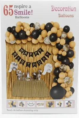 Picture of Happy Birthday Combo Full Set/Birthday Low Budget Package/Black and golden birthday combo set