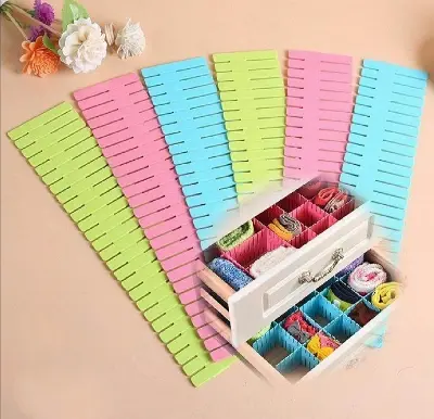 Picture of 4PCS Scalable Drawer Divider Drawer Clapboard Storage Wardrobe Closet Separator Underwear Drawer Organizer Board Partition - Multicolor