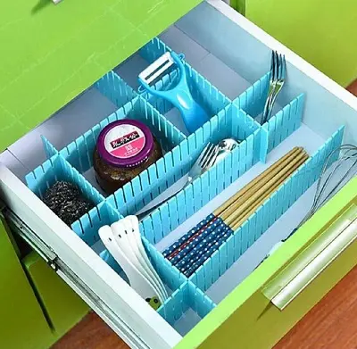 Picture of 4PCS Scalable Drawer Divider Drawer Clapboard Storage Wardrobe Closet Separator Underwear Drawer Organizer Board Partition - Multicolor