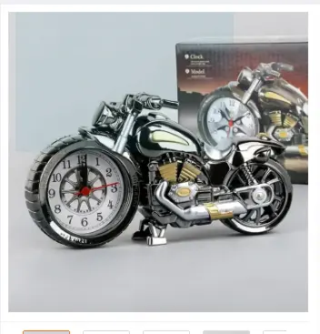 Picture of Motorcycle Design Classic Vintage Style Retro Alarm Clock Desk desktop Table Clock For Home Office Decoration - coper, Silver