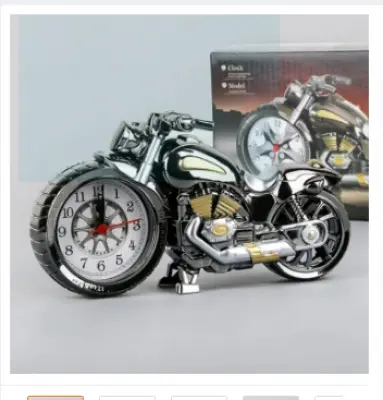 Picture of Motorcycle Design Classic Vintage Style Retro Alarm Clock Desk desktop Table Clock For Home Office Decoration - coper, Silver