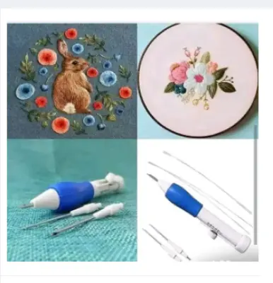 Picture of Magic Embroidery Pen Pratical Abs/Punch Needle Tool. Adjustable Needle Length Embroidery Needle Punch with 3 Sizes Needle Pen Kit Tool. - Multicolor