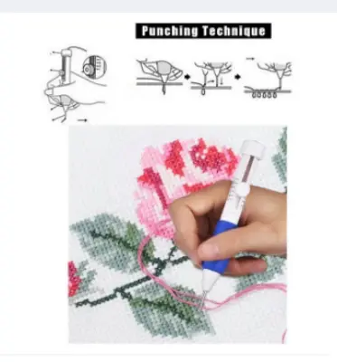 Picture of Magic Embroidery Pen Pratical Abs/Punch Needle Tool. Adjustable Needle Length Embroidery Needle Punch with 3 Sizes Needle Pen Kit Tool. - Multicolor