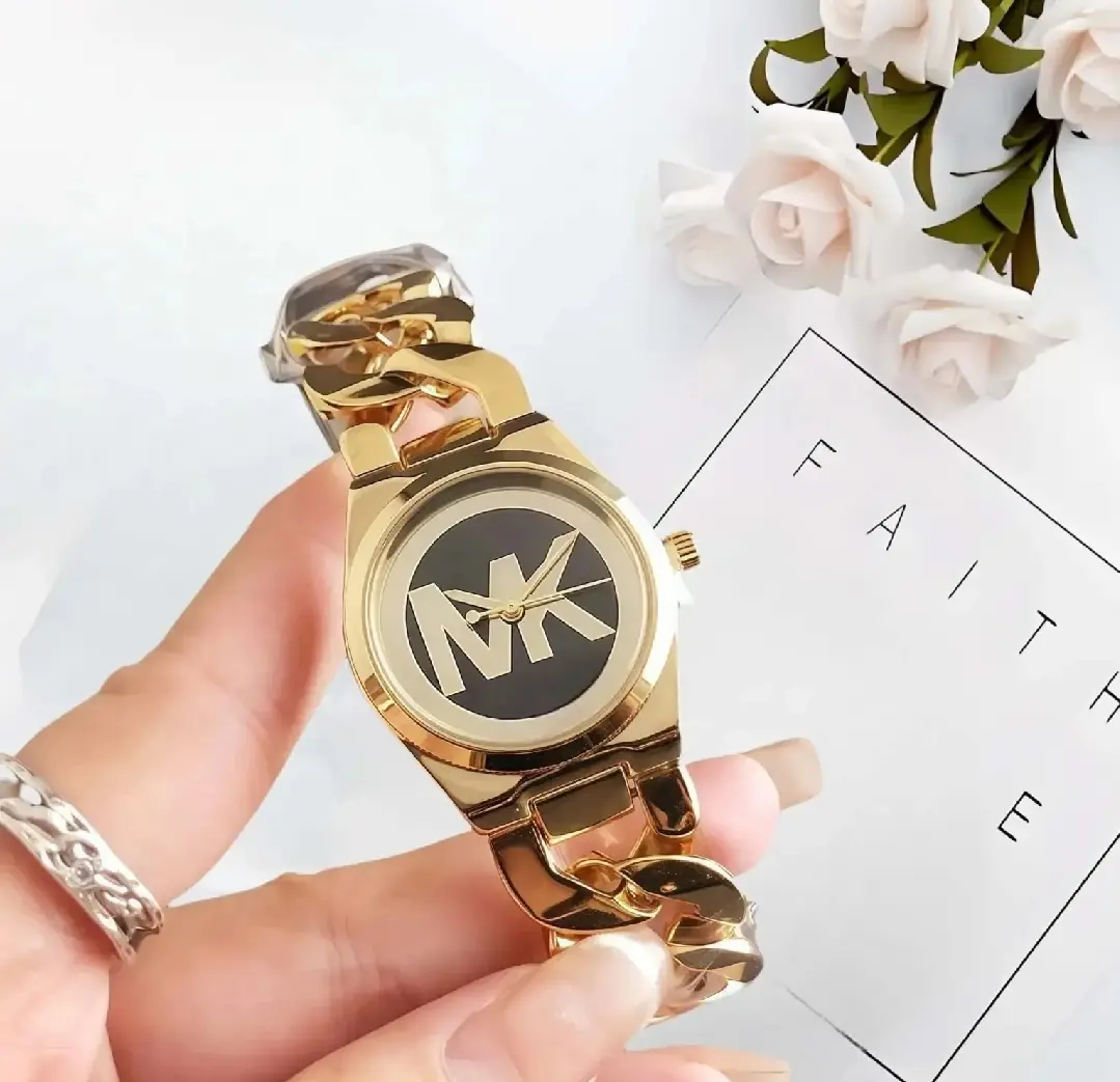 Picture of Mk Luxury Fashion Stainless Steel Imported Wuartz Movement Ladies Wristwatch For Women - Gold