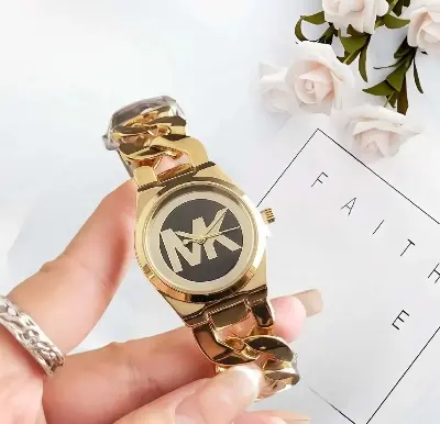 Picture of Mk Luxury Fashion Stainless Steel Imported Wuartz Movement Ladies Wristwatch For Women - Gold