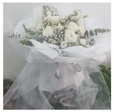 Picture of 10 feet White Crystal Organza Tulle Sheer Fabric Backdrop Curtains for Wedding Bridal Shower Birthday Party Event Decorations