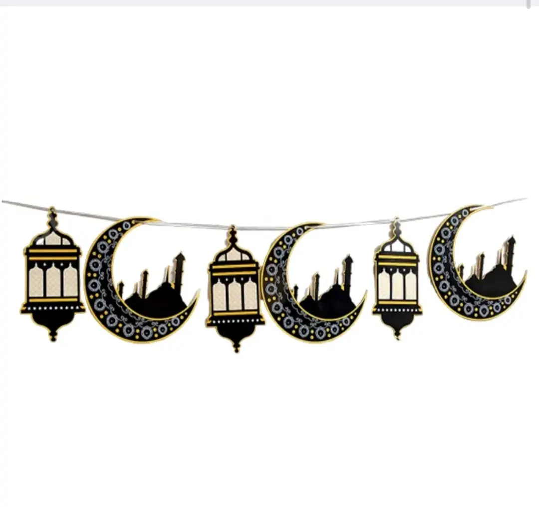 Picture of Eid Mubarak/Ramadan Mubarak Decor Hanging Tag Eid Ramadan Decoration for Home, Office, Showroom - Black
