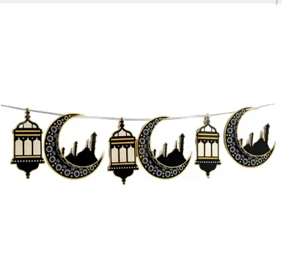 Picture of Eid Mubarak/Ramadan Mubarak Decor Hanging Tag Eid Ramadan Decoration for Home, Office, Showroom - Black