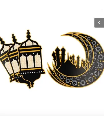 Picture of Eid Mubarak/Ramadan Mubarak Decor Hanging Tag Eid Ramadan Decoration for Home, Office, Showroom - Black