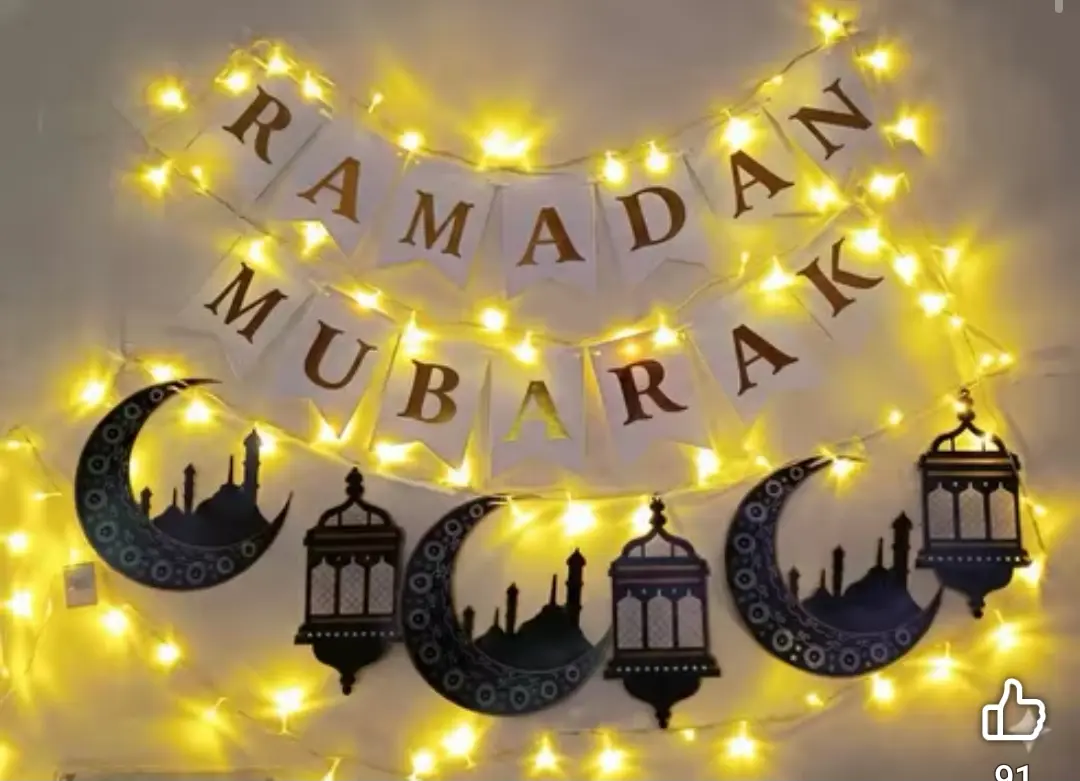 Picture of Eid Mubarak/Ramadan Mubarak Decor Hanging Tag Eid Ramadan Decoration for Home, Office, Showroom - Black