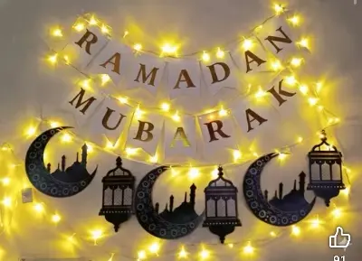 Picture of Eid Mubarak/Ramadan Mubarak Decor Hanging Tag Eid Ramadan Decoration for Home, Office, Showroom - Black