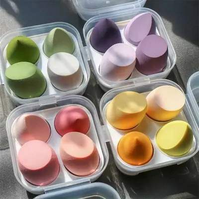 Picture of 4pcs Beauty Egg Makeup Blender with Box Cosmetic Puff Makeup Sponge Cushion Foundation Powder Sponge Beauty Tool Women Make Up Accessories Multicolor