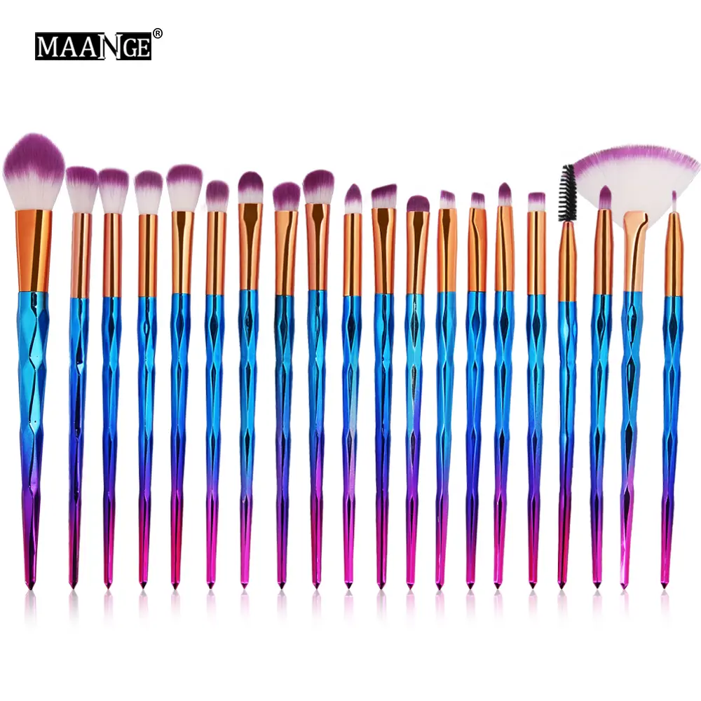 Picture of MAANGE 20 piece Blue Diamond Makeup Brush set Blue Multicolor